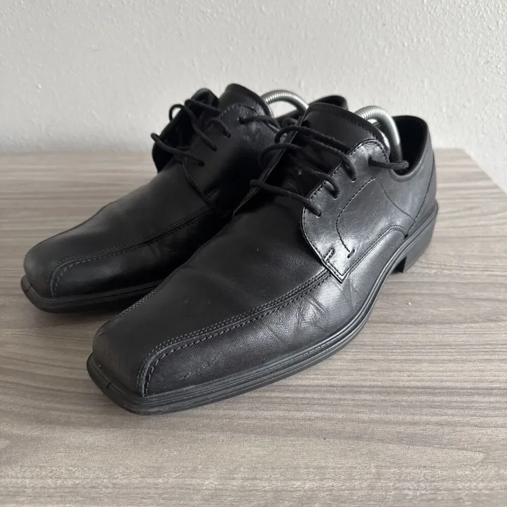 Ecco Austin Men Dress Shoes Black Size 43 US 9 Leather Oxford Square Toe Lace Up